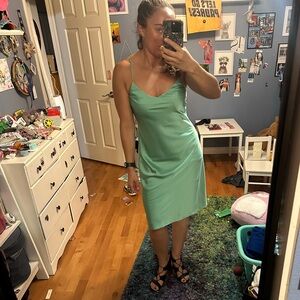 Forever 21 silk like slip dress mint green